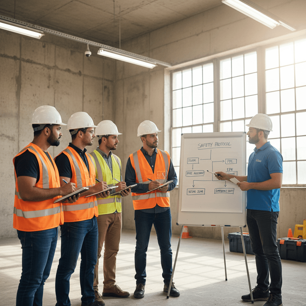 OSHA safety training session for a team in an industrial setting