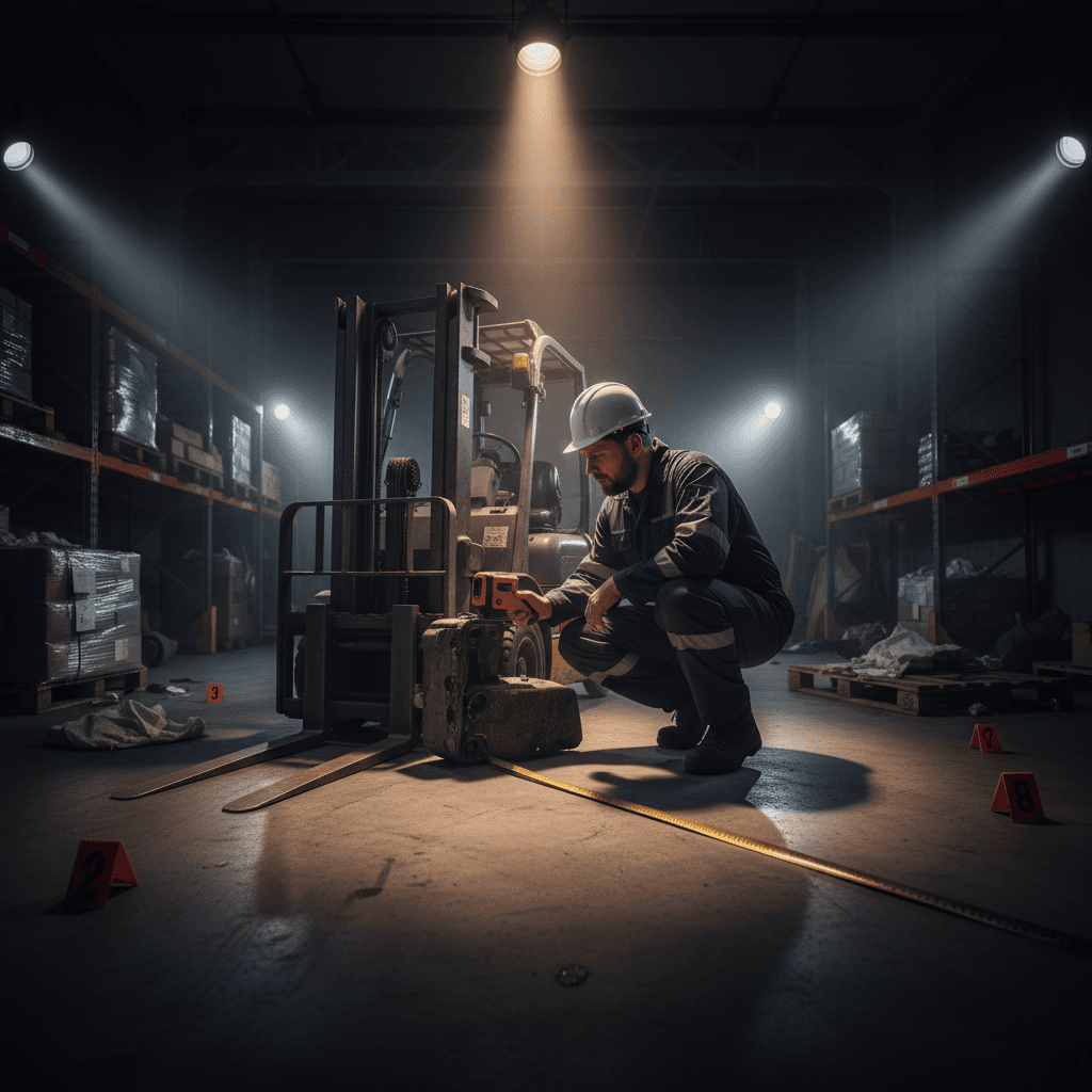 Safety investigator examining accident scene