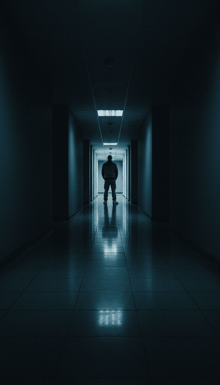 Long empty hallway in a facility