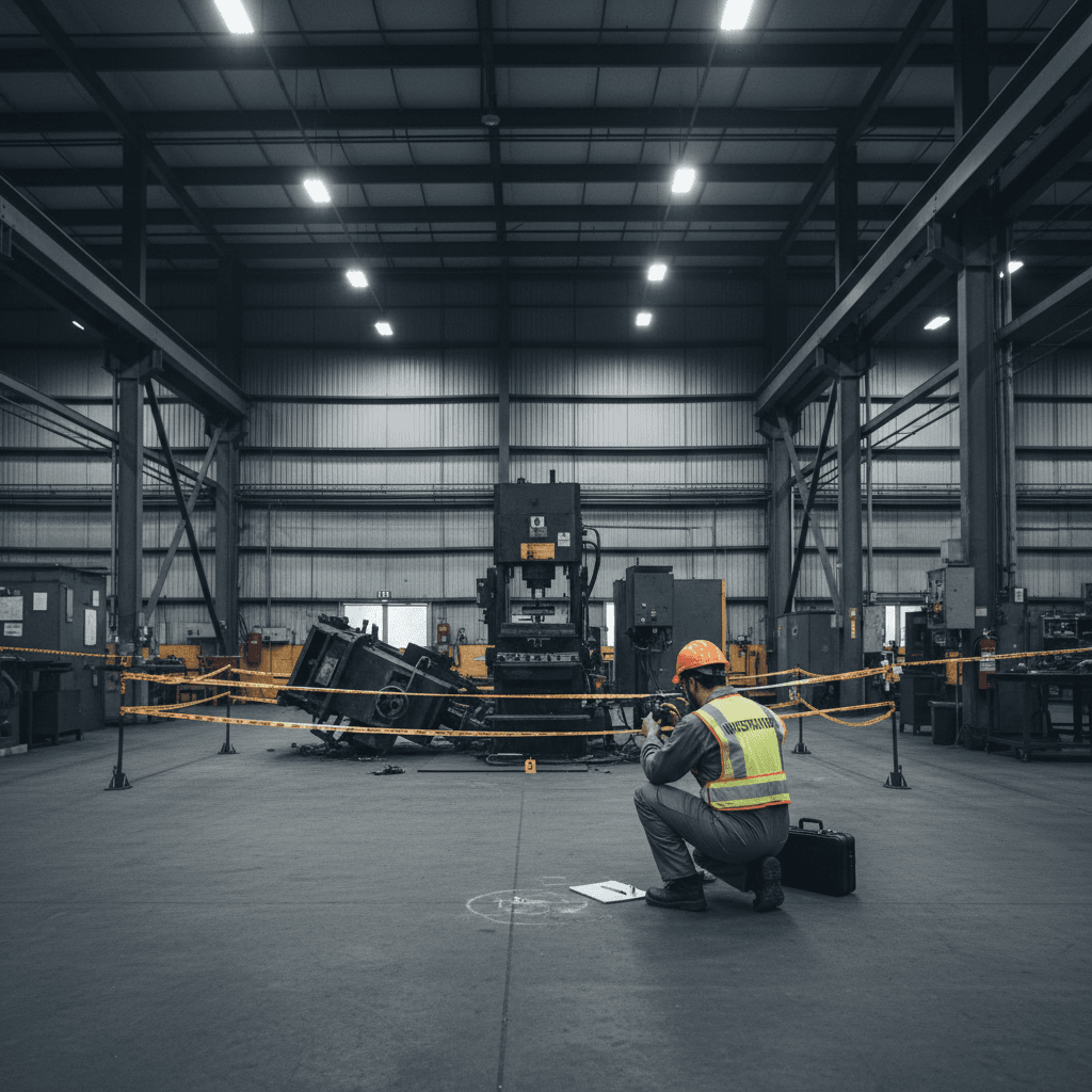 Safety investigator documenting workplace accident scene