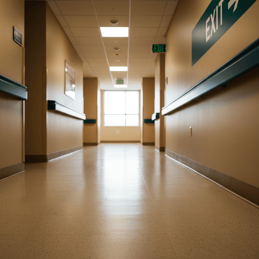Healthcare corridor floor and handrail detail